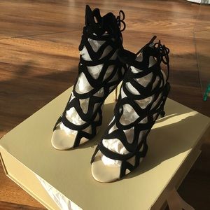 Sophia Webster black suede cut out booties